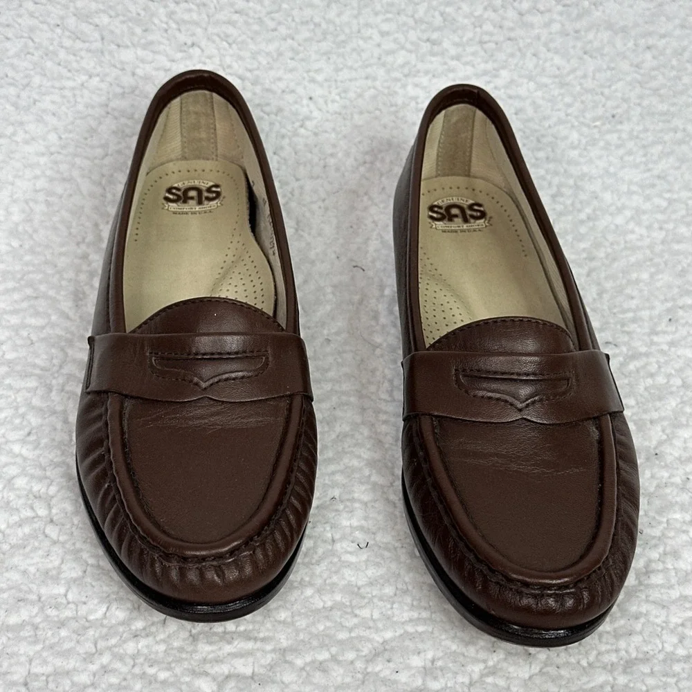 SAS Tripad Comfort Loafers Womens 7 N Brown Leather Penny Slip‎ On Shoes USA